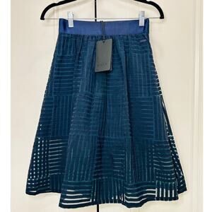 ❌SOLD❌ Sport B by Agnès B. NWT Semi-Sheer Geometric A-Line Skirt Navy Sz 36/US 4
